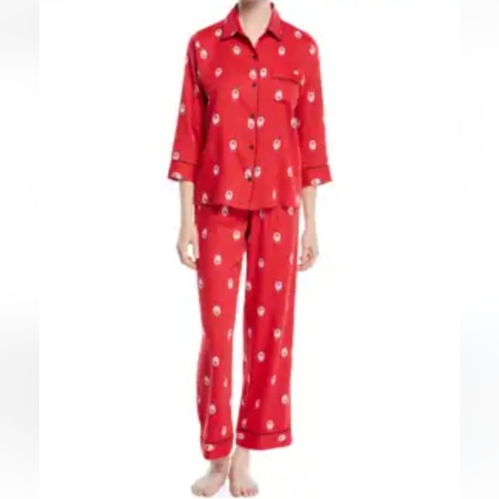 Kate Spade New Yorklong printed sateen pajama set